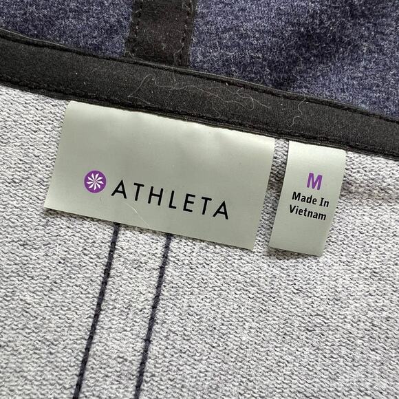 Athleta Womens Athletic Shirt Top V Neck Long Sleeves Drawstring Hem Blue Black - Picture 6 of 8